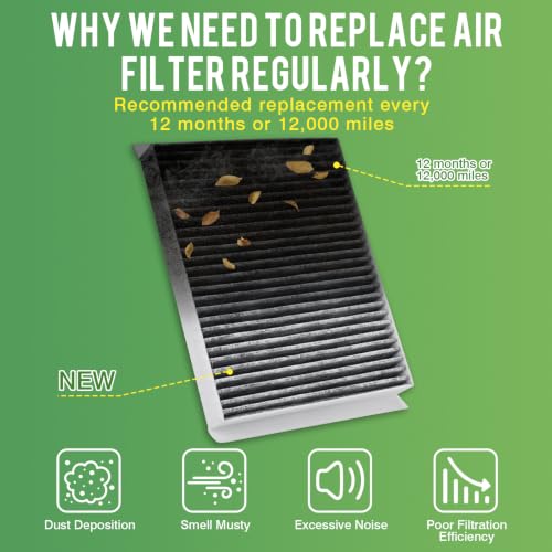 Image of Cabin & Engine Air Filter Kit for Ford Mustang 2015-2022 (2.3T) | for Mustang 15-22 /24 (5.0L), 15-17 (3.7L), Mustang 23, Replace #CF12152 CA11958, Air Filter Combo Replacement Car Accessories