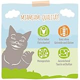 MjAMjAM - Premium Nassfutter für Katzen - saftiges Huhn an leckeren Möhrchen, 1er Pack (1 x 400 g), getreidefrei mit extra viel Fleisch