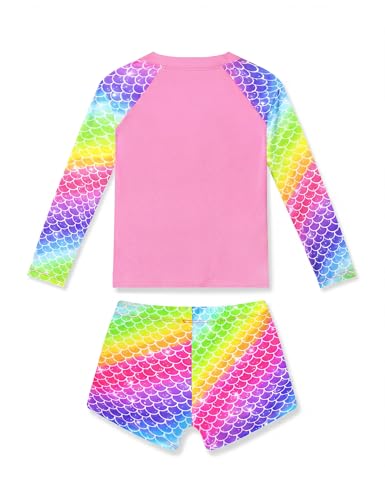 Image of Girls Rash Guard Swimsuit Two Piece Long Sleeve Bathing Suits