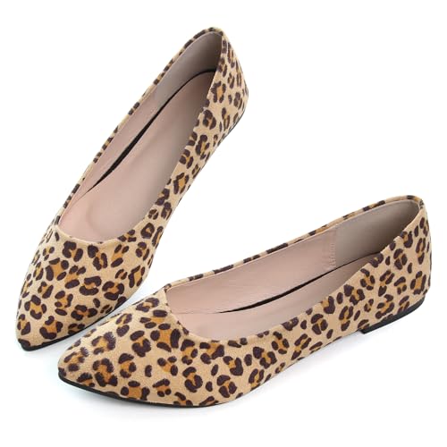 Image of Dear Time Women's Pointed Toe Ballet Flats Simple Casual Office Work Flats Slip-on Comfortable Shoes