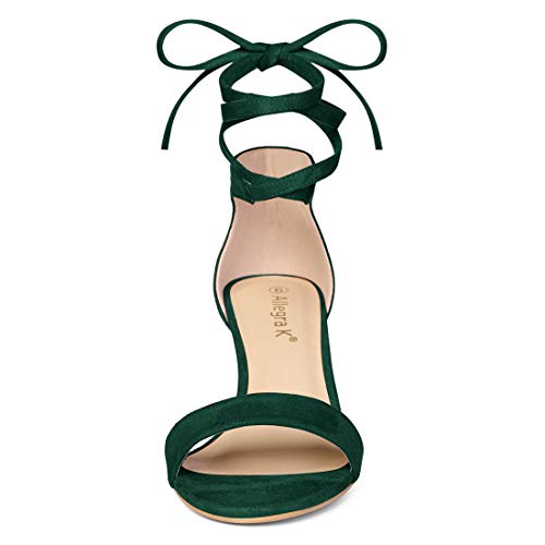 Allegra K Allegra K Women's Kitten Heel Green Lace up Sandals - 7.5 M US