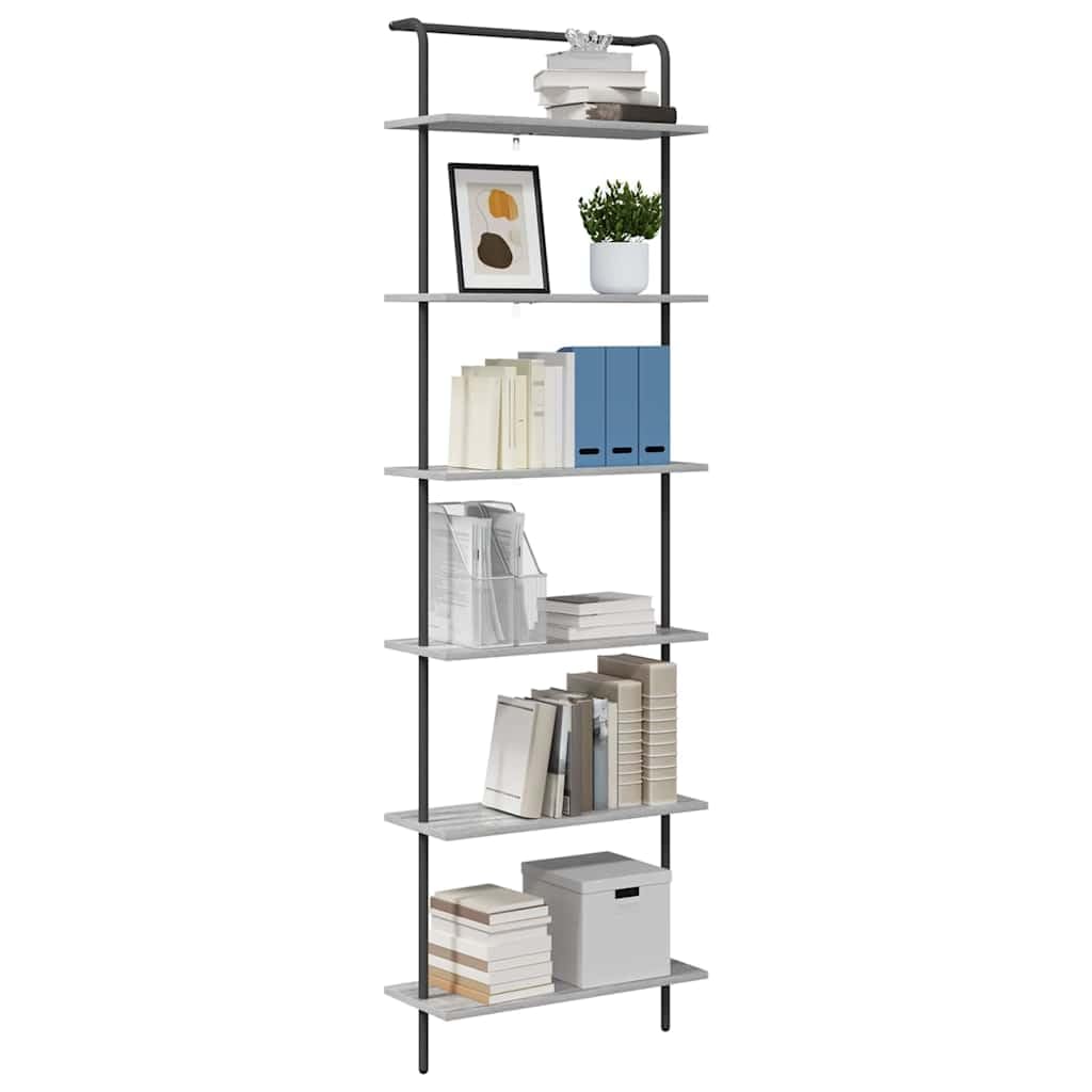 Estantería gris Sonoma 60 x 24 x 203 cm, material de madera, estantería de pie con mucho espacio de almacenamiento, estantería moderna para salón, oficina, dormitorio, montaje en pared