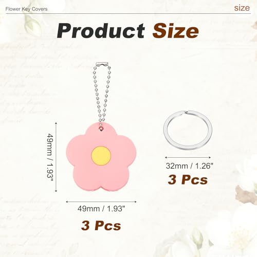 Fundas para llaves PATIKIL con forma de flor rosa, protectores de PVC para organizar llaves de casa 2