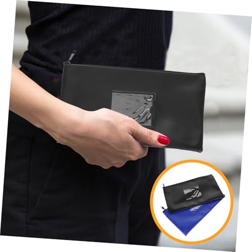 NUOBESTY Bank Deposit Money Bags with Window Compact Zippered Pouch for Cash Coins Documents Versatile PU Storage for Makeup 7