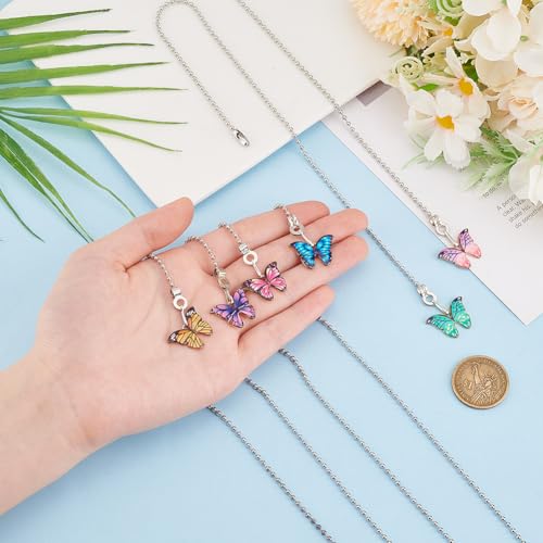 Image of 12 Pcs Enamel Butterfly Ceiling Fan Pull Chain Extender, 6 Colors 13.3inch(33.8cm) Adjustable Decorative Extension Connector Alloy Fan String Chain Ornaments for Lighting Lamp Fan Decor