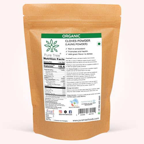 Image of Pure Tree Certified Organic Laung Powder | 850 g | Organic Clove Powder | Lavang Powder | Aromatic & Flavorful Ground Clove Spice | Dried Cloves Masala | Lavangam