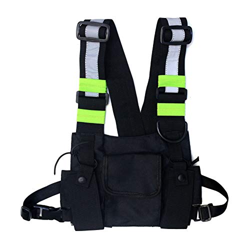 Savlot Chest Rig Bag Reflektierende Weste Hip Hop-Tasche Streetwear Radio Brusttasche Tactical Harness Brusttaschen-Pack Vordere Gürteltasche Rucksack Cover