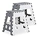 Relaxdays 2 x Tritthocker XL klappbar, einstufiger Klapphocker mit Griff, bis 120 kg, Kunststoff, 39,5 x 38,5 x 32 cm, grau/weiß