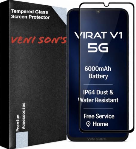 Image of VENI SON'S Scratch And Tear Resistant, Crystal Clear Edge to Edge Tempered Glass Screen Protector Guard Compatible With Lava Virat V1 5G