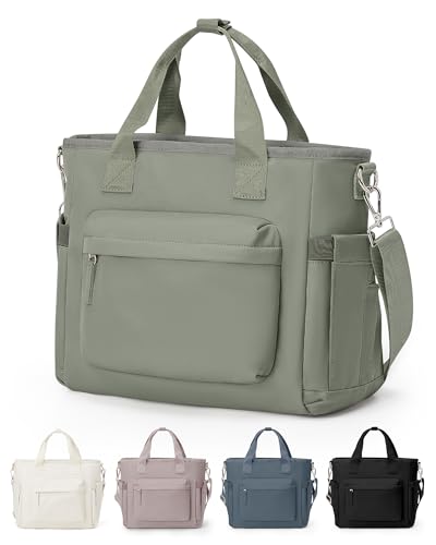UPPACK Insulated Lunch Bag Women Large Lunch Tote Bag Box Bags Boxes with Shoulder Strap Adult for Women Men Work Grey Green with Water Bottle Holder