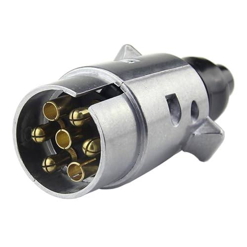 DEFIYEAR 7 Pin Trailer Plug 12V Plug Towbar Socket Towing Trailer Socket 7 Pole Round Wiring Connector 7Pin Board Heavy Duty Waterproof Aluminum Alloy for Caravan Truck Cars Boat RV Towbar