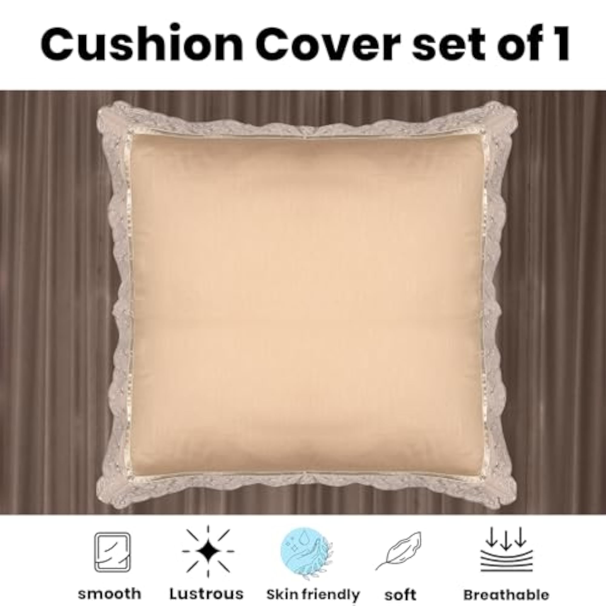 Lace Cushion Cover, Warm Almond Beige
