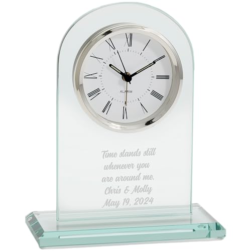 Personalization Universe Engraved Wedding Message Glass Clock