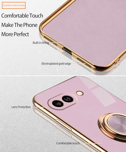 Coque de luxe Google Pixel 9a silicone antichoc violet et bague noire