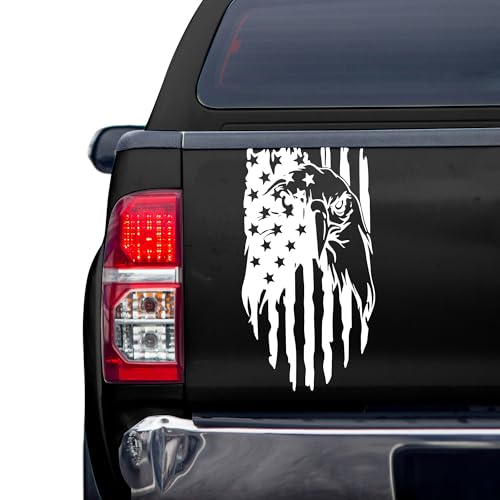 Image of Truck Decals,White American Flag Decal,Creativity American Flag Car Decal,Truck Tailgate Vinyl Decal Compatible with Most Trucks and Car Window,Truck Decals for Men(White Eagle 16x9in)