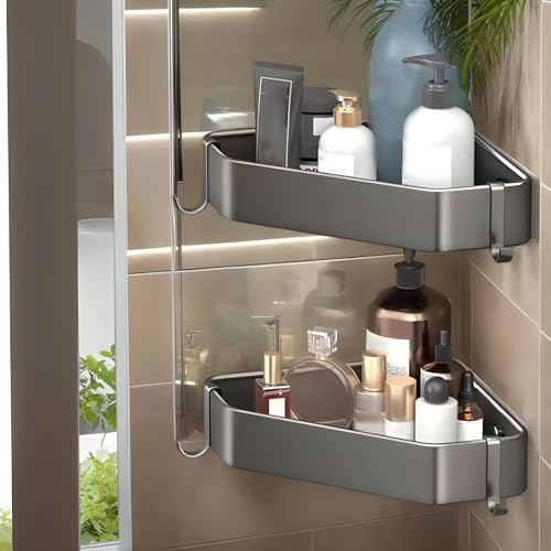 Étagère de douche d'angle adhésive : finis les flacons qui tombent !