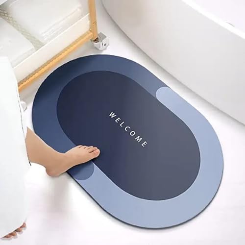 Image of QONETIC Bathroom Mat Anti-Slip Quick Dry Water Absorbing | Anti-Skid Rubber & Silicon Floor Mat for Home, Kitchen & Washroom | Super Absorbent Non-Slip Doormat (40x60 cm)