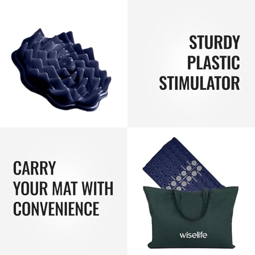 Image of Wiselife Acupressure Mat and Pillow Set with Bag - Large 71x44 cm Spike Acupressure Mat for Back & Neck Pain Relief, Muscle Relaxation, Stress Relief & Sciatica Support (Blue)