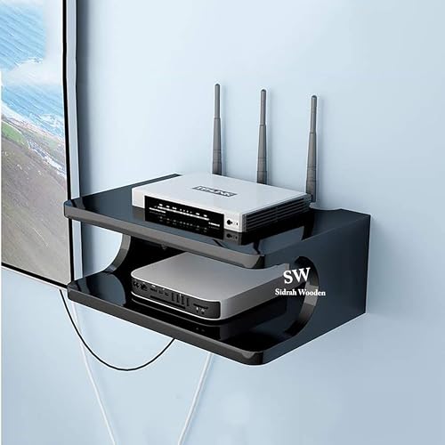 Image of Sidrah Floating TV Shelf TV Stand Wall Mounted Media Console Shelf for Cable Box /DVD Player /Game Console Living Room Floating Wall Black