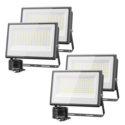 Olafus 2 Pack 100W & 150W LED Flood Light Outdoor, LED Work Light with Plug, IP66 Waterproof Exterior Security Lights, 6500K Daylight White Outside Floodlights for Yard Stadium