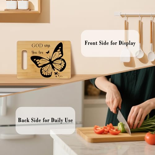 Tabla de Cortar de Bambú con Diseño Inspirador para Mujeres Católicas: 'Dios Dice Que Eres', Regalo Espiritual, de Cumpleaños o Navidad miniatura 3