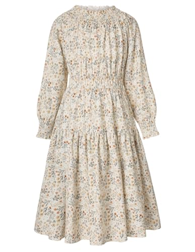 GRACE KARIN Girls Long Sleeve Fall Dress Floral High Waist Casual Midi Dresses with Pocket for 6-14 Years