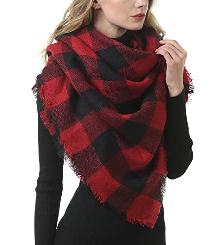 Women's Plaid Blanket Winter Scarf, Warm Cozy Tartan Wrap Oversized Shawl Winter Scarves for Women