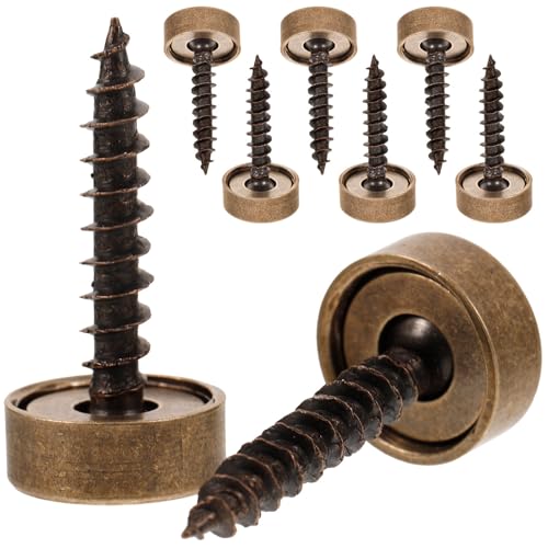 ibasenice Tornillos Decorativos Diseño Elegante y Duradero de Latón 8 con Tapas para Espejos, Tornillos para Montaje en Pared para Baño y Cocina