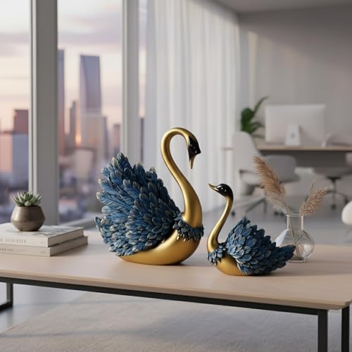 Image of SRJANA Tabletop Romantic Swan Couple | Desicts Lifelong Love | Ceramic Centerpiece Home Decor | Valentines,Wedding, Anniversary, Birthday Gift - (Pack of 1, Marble White)