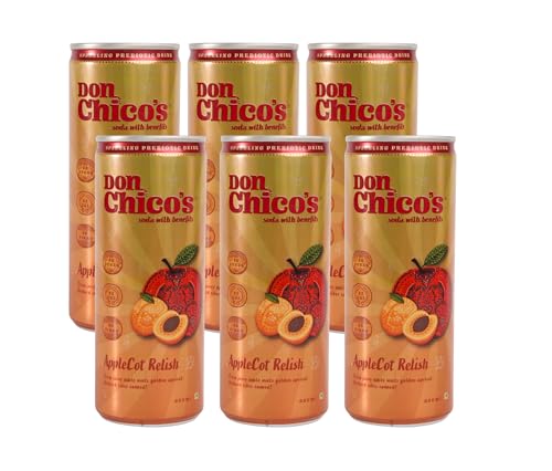 Don Chico’s Sparkling Prebiotic Soda | Premium Soft Drink with Natural Fruit Extracts | Low Sugar | Low Calorie | 6g Plant Based Fibre | Pack of 6| Applecot Relish