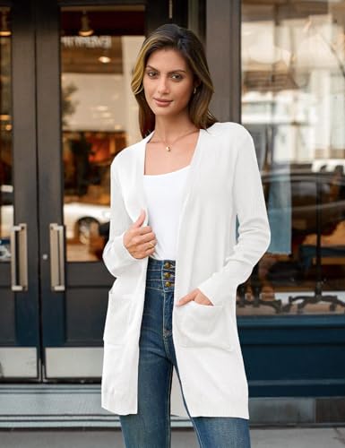 BB&KK Cardigan Sweaters for Women Knit Ribbed Long Sleeve Open Front Casual Winter Lightweight Cardigans with Pockets3