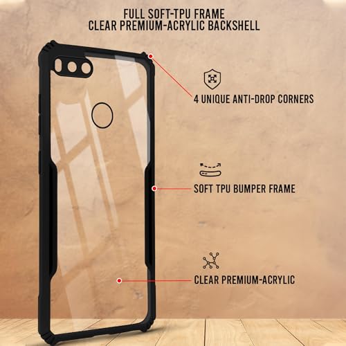 Image of Jkobi Back Cover Case for Xiaomi Mi A1 (Mi 5X) (Polycarbonate Clear Panel with Shockproof | Professional Black)