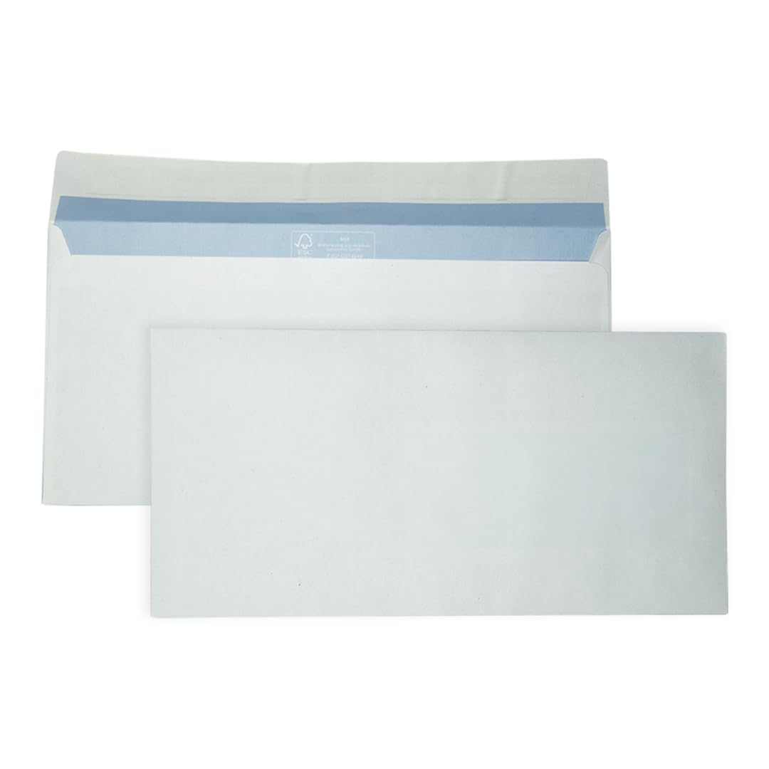DULA C5/6 Umschläge, Bank Umschlag, 114 x 229 mm, 500 Stück, selbstklebend mit Klebestreifen, 80 g/m²
