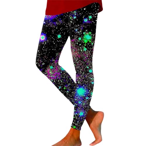 Generisch Leggings casuales con estampado de estrellas para mujer, Negro , XL