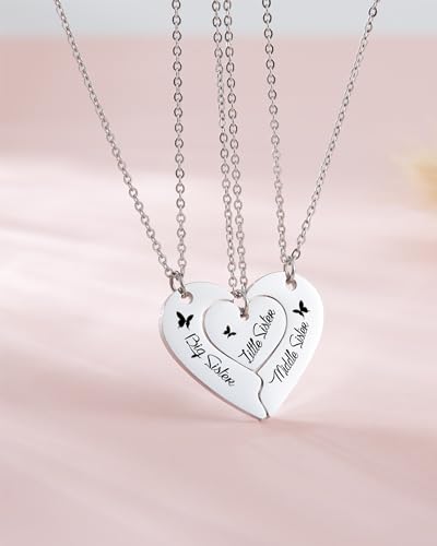 HOFOYA Sisters Best Friends Forever Matching BFF Necklace Set for 2 3 4,Mom Daughter Necklaces,Friendship Necklace,Christmas Birthday Gift for Women Teens BFF Sister.3