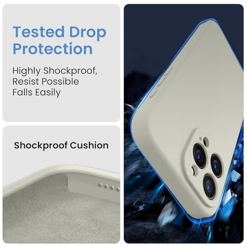 Image of FireNova Designed for iPhone 15 Pro Max Case, Silicone Upgraded [Camera Protection] Phone Case, Soft Anti-Scratch Microfiber Lining Inside, 6.7 inch, Stone