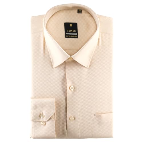 Image of 7-DAYS Premium Men's Formal Shirts - Cotton Rich, Textured Self-Design, Full Sleeve, Regular Fit, Wrinkle Resistant, with Pocket - Perfect for Office