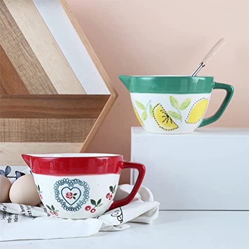 Sauce Boat Creamer in Ceramica con Manico Coffee Milk Creamer Ciotola da Cucina Brocca Salsa Ciotola condimento Ciotola per Insalata Salsiera piattino - immagine 4