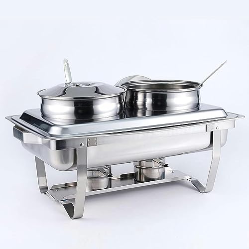 Stainless Steel Buffet Warmer Set, Collapsible Hot Pot Chafing Dish With Lid For Catering Weddings. Bandeja de comida duradera mantiene los aperitivos calientes. Fácil de reunirse y limpiar para fiest