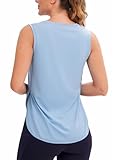 JOYSPELS Ice Silk Workout Tank Tops for Women Cool-Dry Sleeveless Loose Fit Yoga Shirts Athletic Light Blue