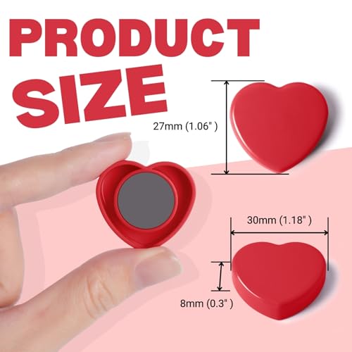 20 imanes de corazón para nevera - magnéticos decorativos rojos miniatura 4