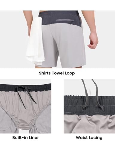 Little Donkey Andy Short masculino de corrida de 17,78 cm com forro de secagem rápida, shorts atléti