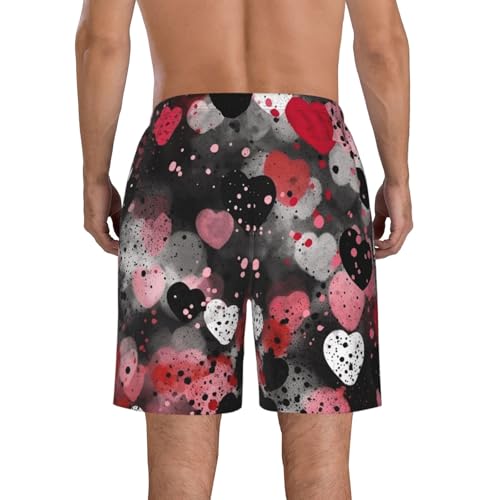 Men's Swim Trunks Black Polka Dot Heart Quick Dry Board Shorts Mens Bathing Suit Beach Swimwear with Pockets3