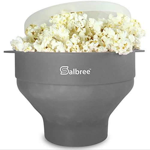 The Original Salbree Microwave Popcorn Popper, Silicone Popcorn Maker, Collapsible Microwavable Bowl - Hot Air Popper - No Oil Required - The Most Colors Available (Gray)