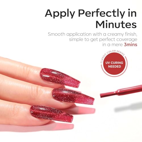 Image of modelones Glitter Gel Nail Polish Pastel Burgundy Red Gel Nail Polish Soak-Off UV Gel Polish - 28+ Days Long-Lasting Salon-Quality Nail Art for Spring & DIY Manicure & Gift 15ML