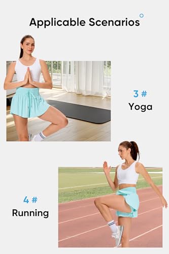 Image of Flowy Athletic Shorts for Women Gym Yoga Workout Running Biker Spandex Butterfly Tennis Skirts Cute Clothes Summer