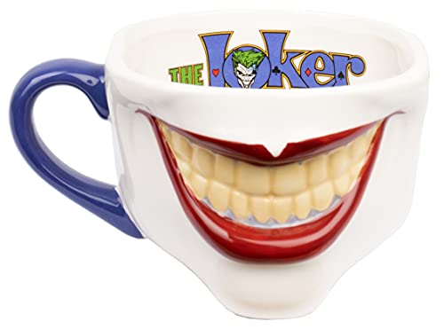 dc comics - Tasse du Joker - Tasse en céramique - Capacité de 650 ml - Tasse avec sourire du Joker en 3D - Tasse à café - Marchandise du Joker - Super cadeau d'anniversaire pour le Joker.