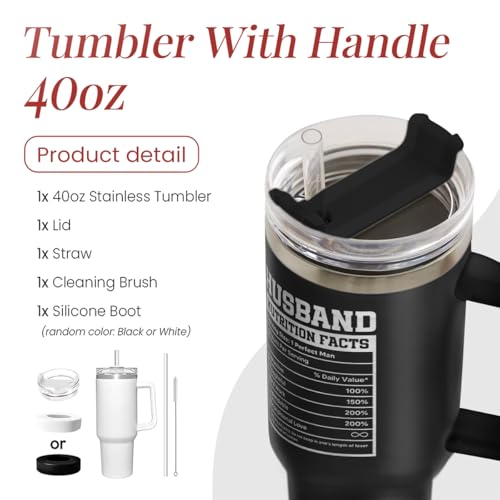 Image of Best Husband Ever Gifts, Husbands Tumbler with Handle 40oz Stainless Steel Insulated with Straw Lid, Gifts for Hubby from Wife, Presents for Husband Valentines Birthday ChristmasWedding Anniversary