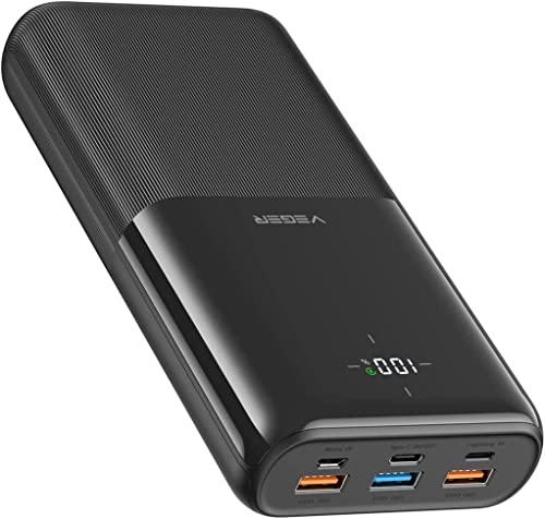 VEGER Portable Charger Power Bank 30000mAh, PD22.5W Fast Charging Power bank with 4 output ports &3 input ports, Smart LED Display Phone Battery Charger for iPhone Series, Samsung, Android etc