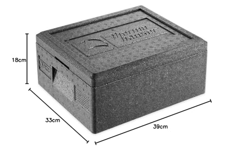 thermohauser EPP-Thermobox GN 1/2 inklusive Deckel - 10 Liter Volumen - 39 x 33 x 18 cm, Schwarz